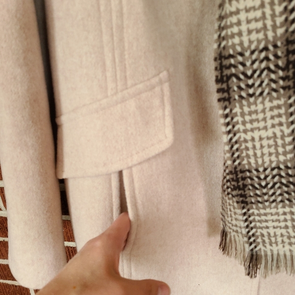 NWOT Warm Wool Light Tan/Cream Mid-long Pea Coat - Picture 2 of 7